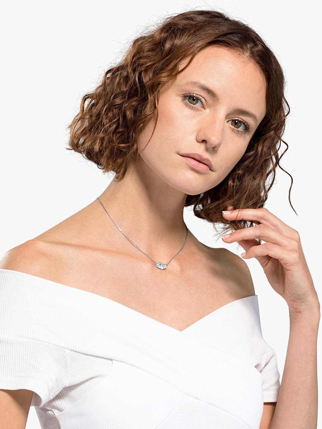 SWAROVSKI White & Rhodium-Plated Attract Soul Minimal Chain