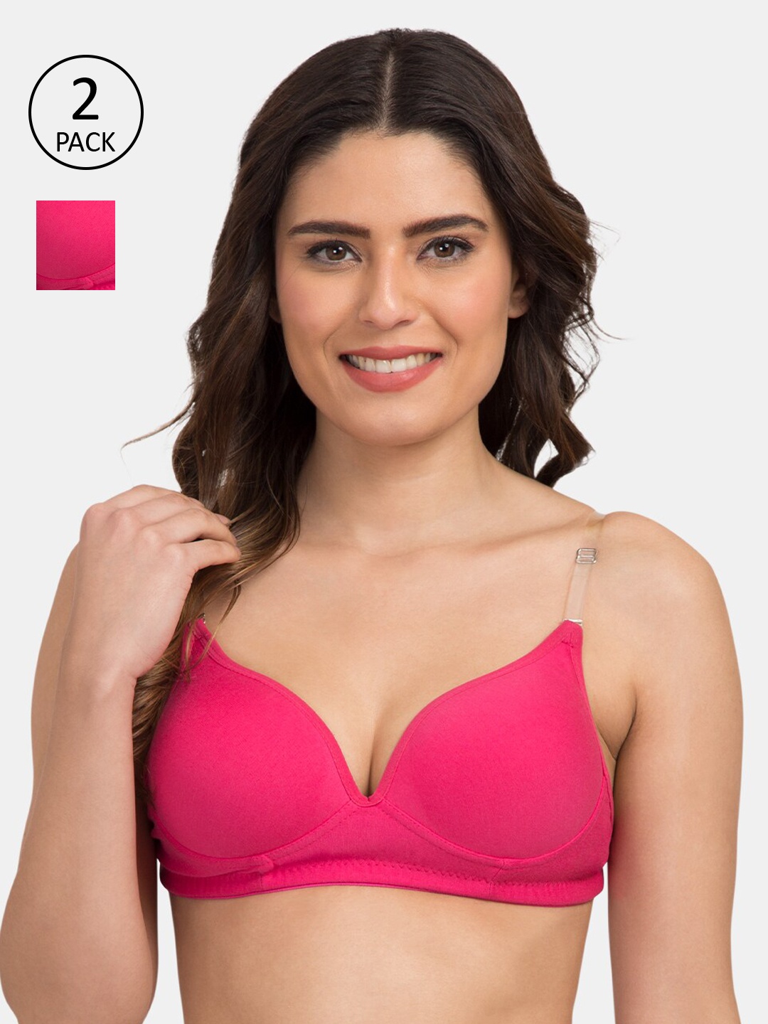 

Tweens Pack Of 2 Pink Solid Non-Wired Heavily Padded Everyday Bras TW-915900-2PC-DPK-30B