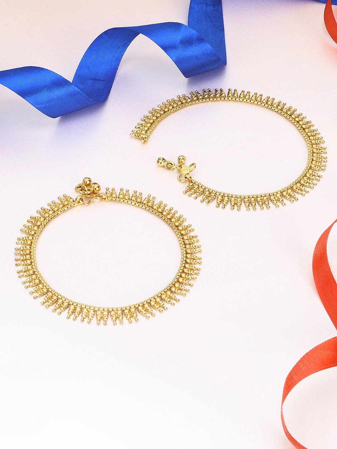 

Adwitiya Collection Set Of 2 24-CT Gold-Plated Handcrafted Anklets