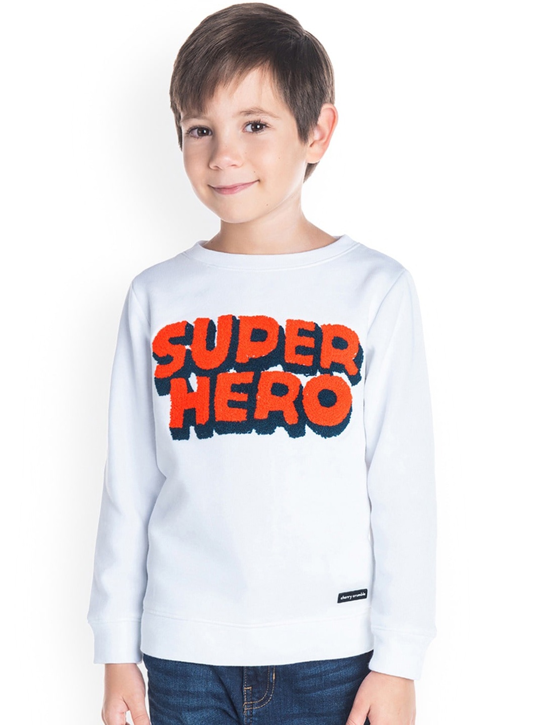 

Cherry Crumble Kids White Printed Sweatshirt