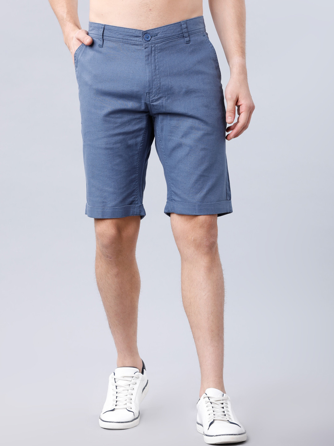 

HIGHLANDER Men Blue Solid Slim Fit Regular Shorts
