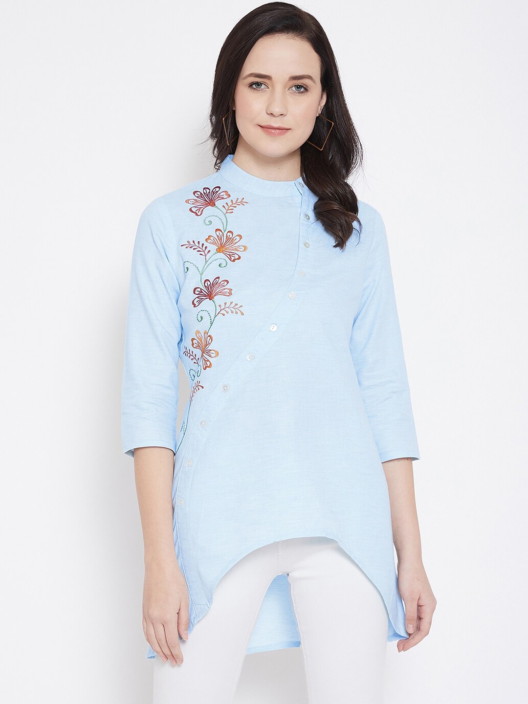 

Ruhaan Women Blue Embroidered Tunic