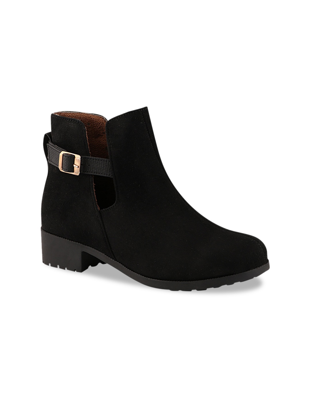 

Shoetopia Women Black Solid Heeled Boots