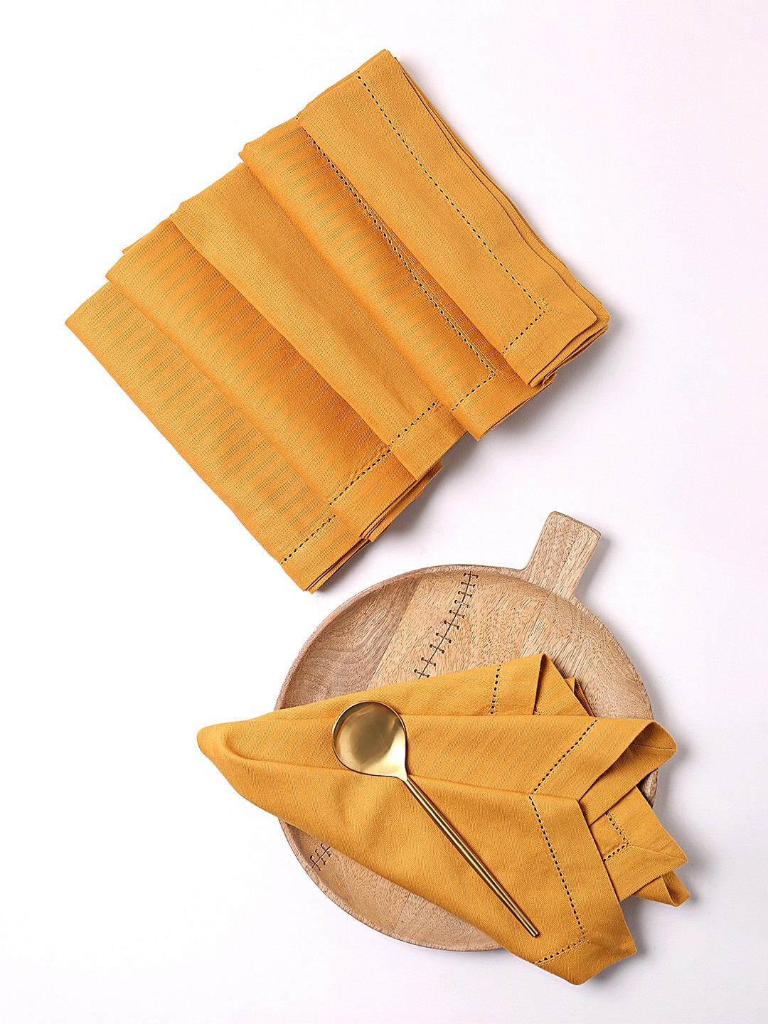 

ellementry Mustard Yellow Set of 6 Solid Table Napkins