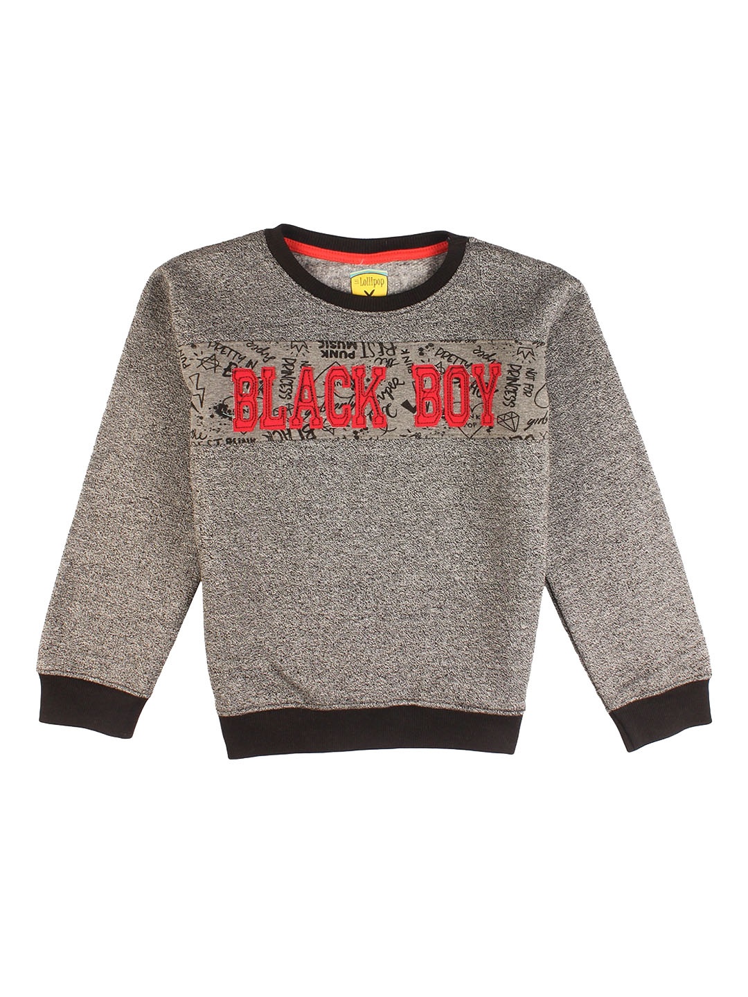 

Lil Lollipop Unisex Kids Grey & Black Self Design Sweatshirt