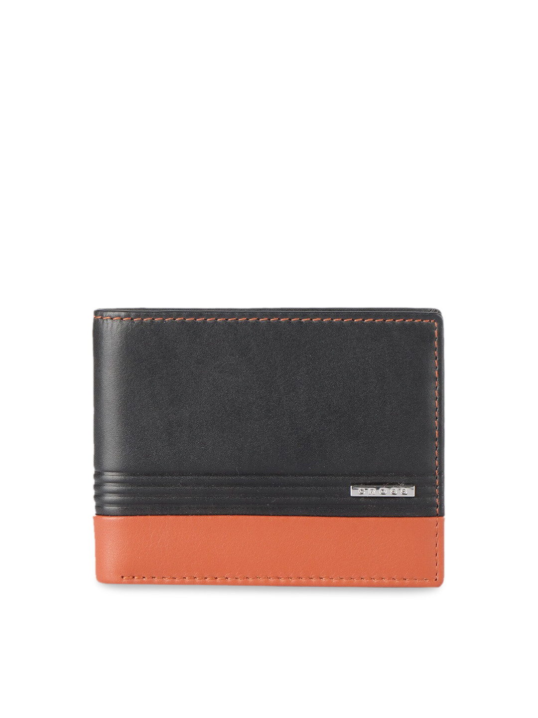 

Cross Men Black & Orange Colourblocked Two Fold Genuine Leather Wallet