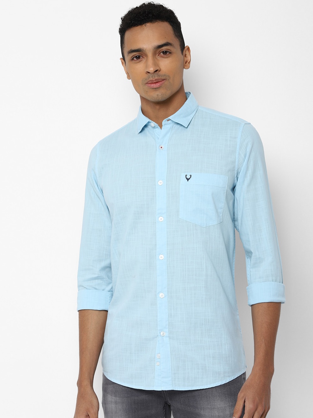 

Allen Solly Men Blue Regular Fit Solid Casual Shirt