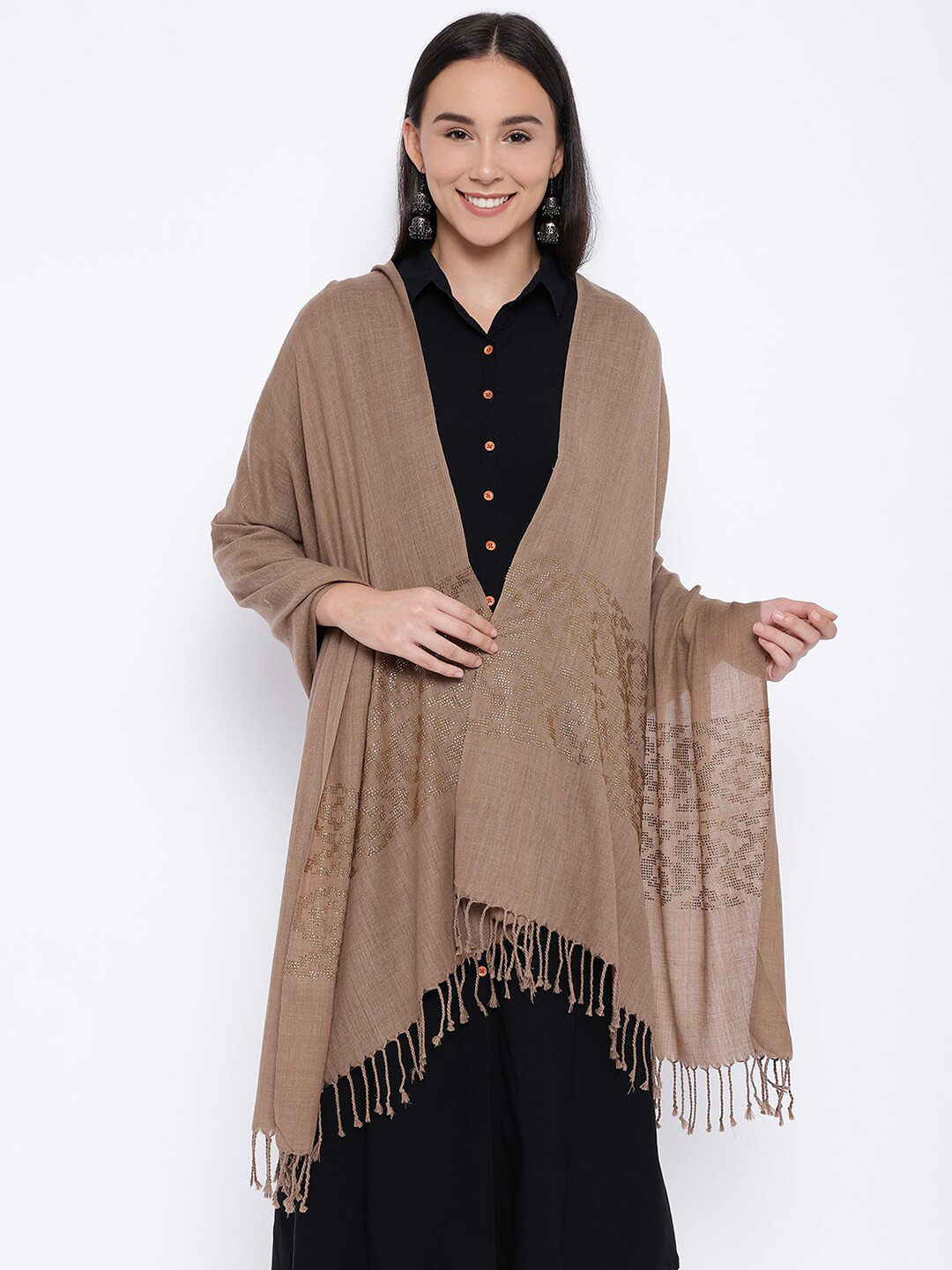 

Pashmoda Women Brown Solid Stole
