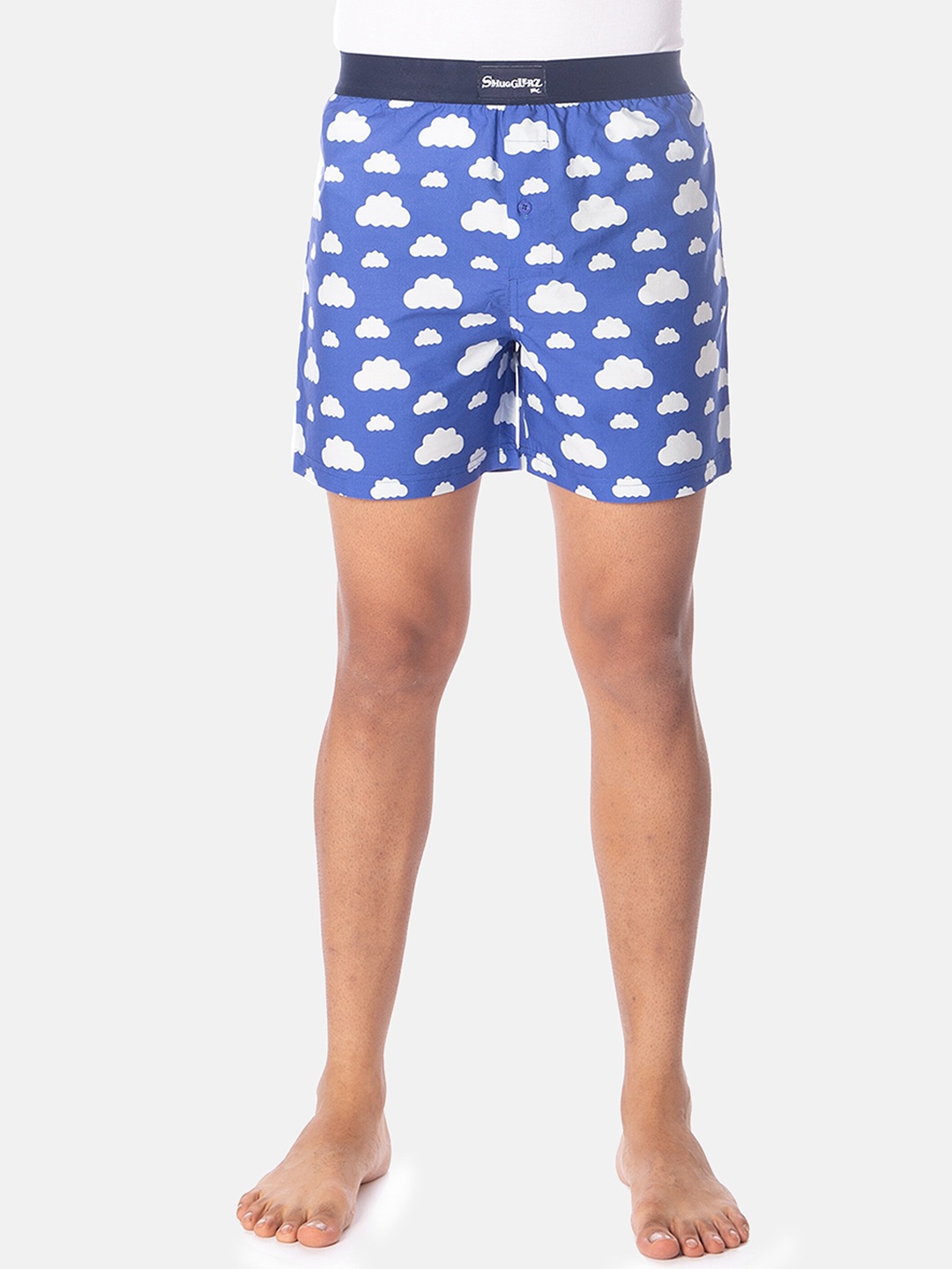 

Smugglerz Men Blue & White Printed Pure Cotton Boxers CLOUDS-BXR-BLUE-S