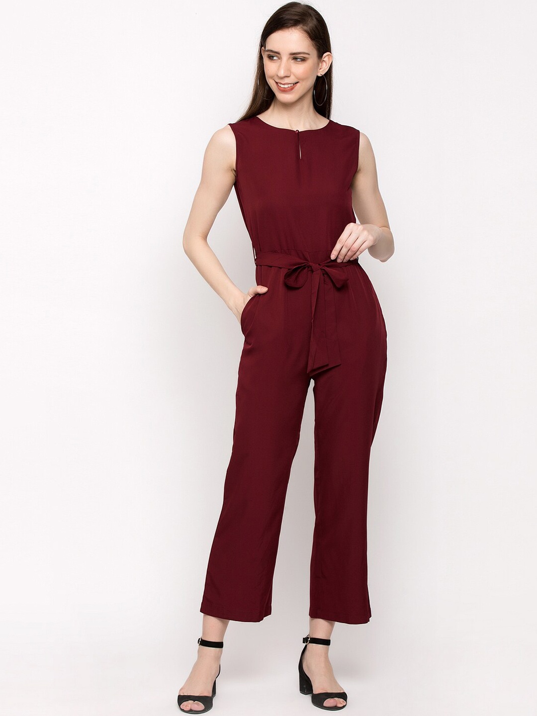 

Slenor Women Maroon Solid Basic Jumpsuit