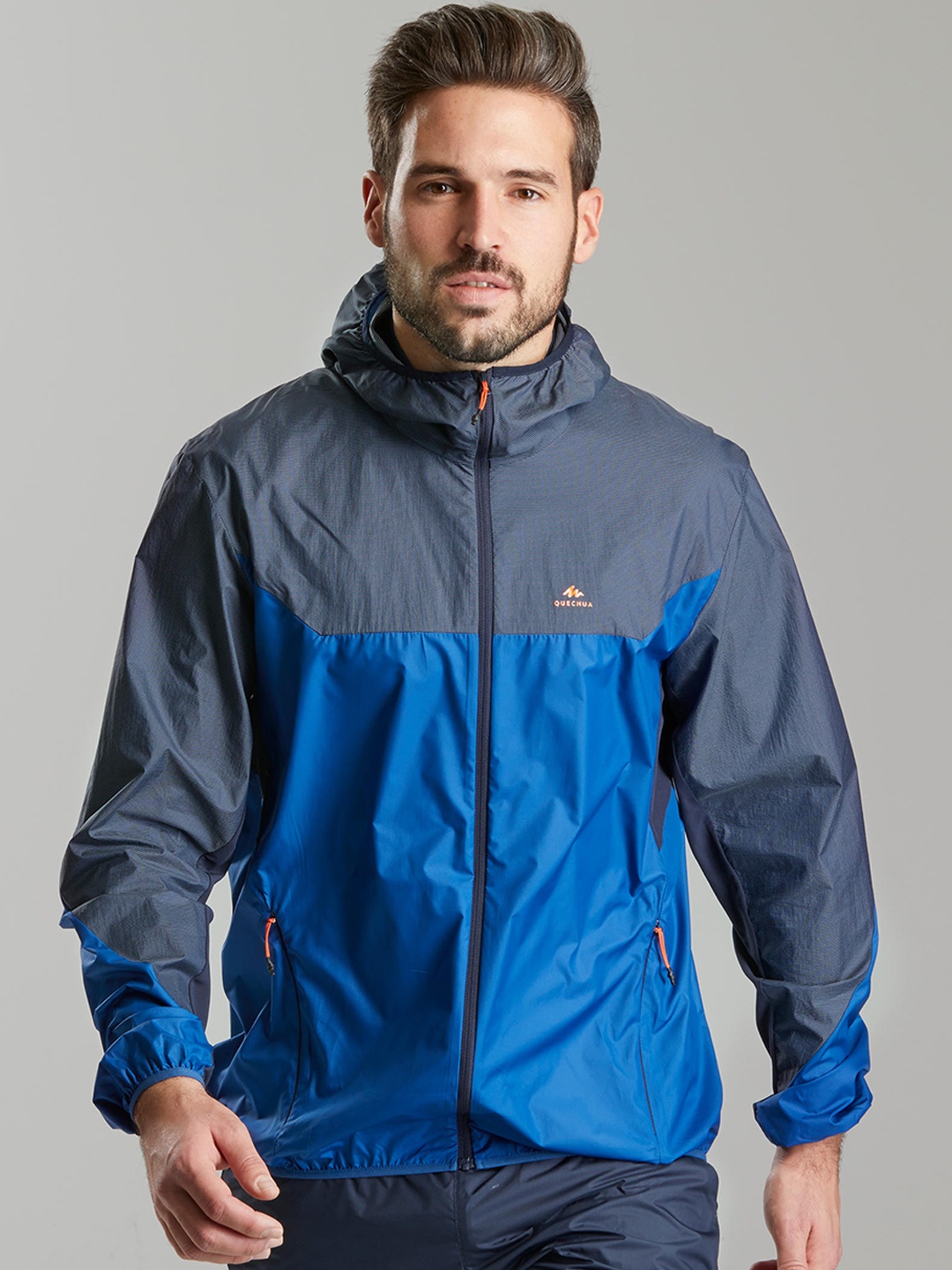 

Quechua By Decathlon Men Blue Colourblocked Windcheater Hiking and Trekking Jacket