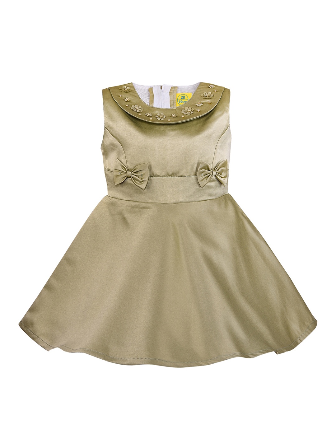 

Wish Karo Girls Olive Green Solid Fit and Flare Dress
