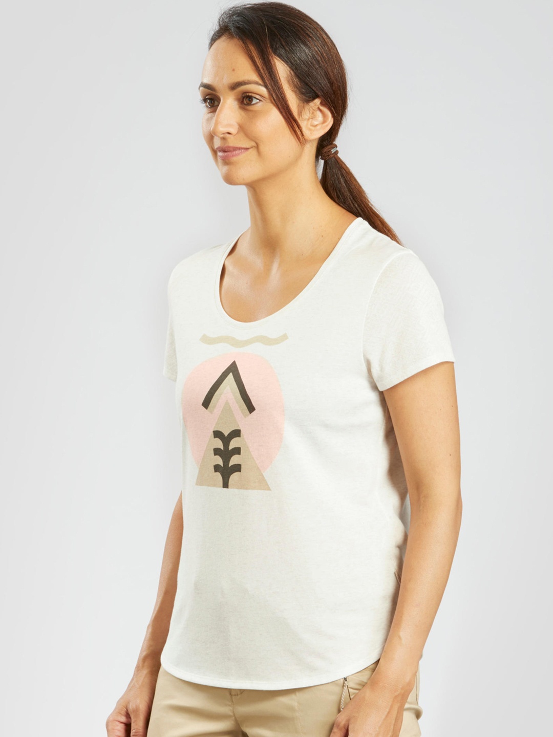 

Quechua By Decathlon Women White Printed Round Neck T-shirt