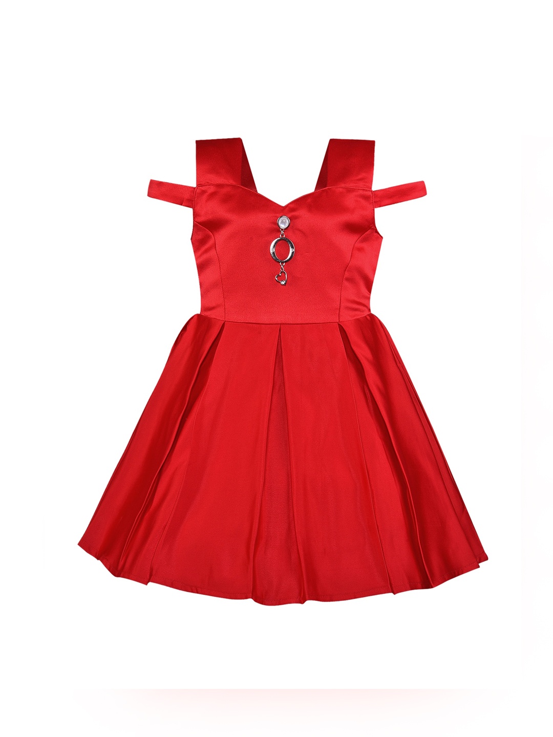 

Wish Karo Girls Red Solid Fit and Flare Dress