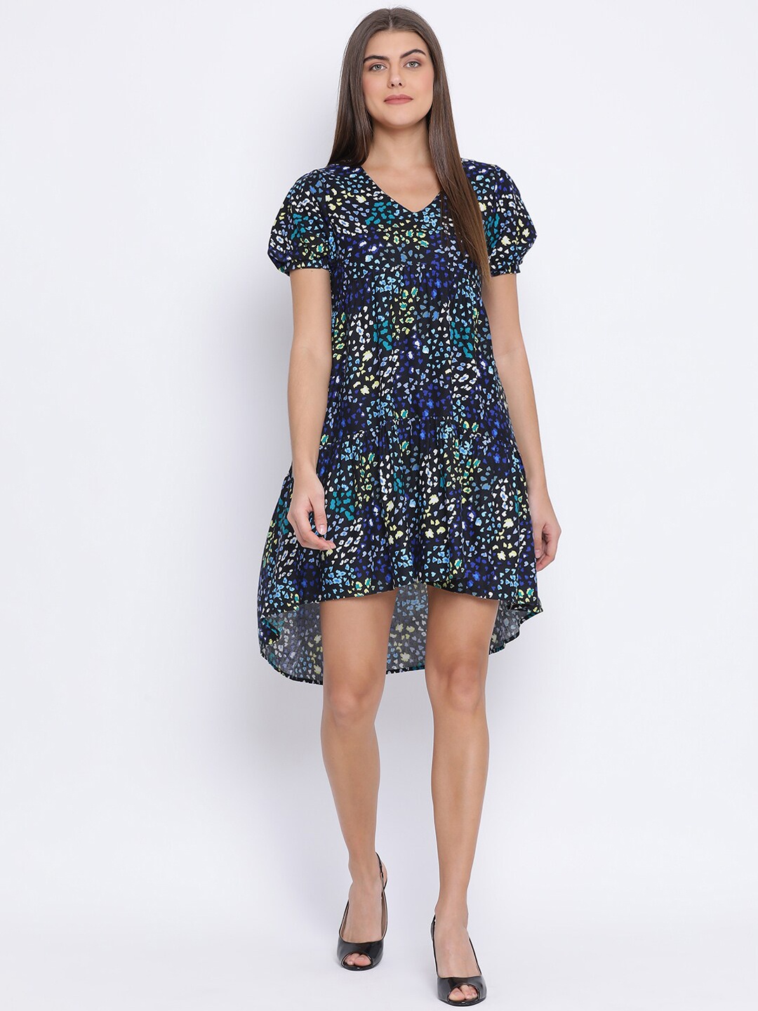 

Oxolloxo Women Multicoloured Printed A-Line Dress, Multi