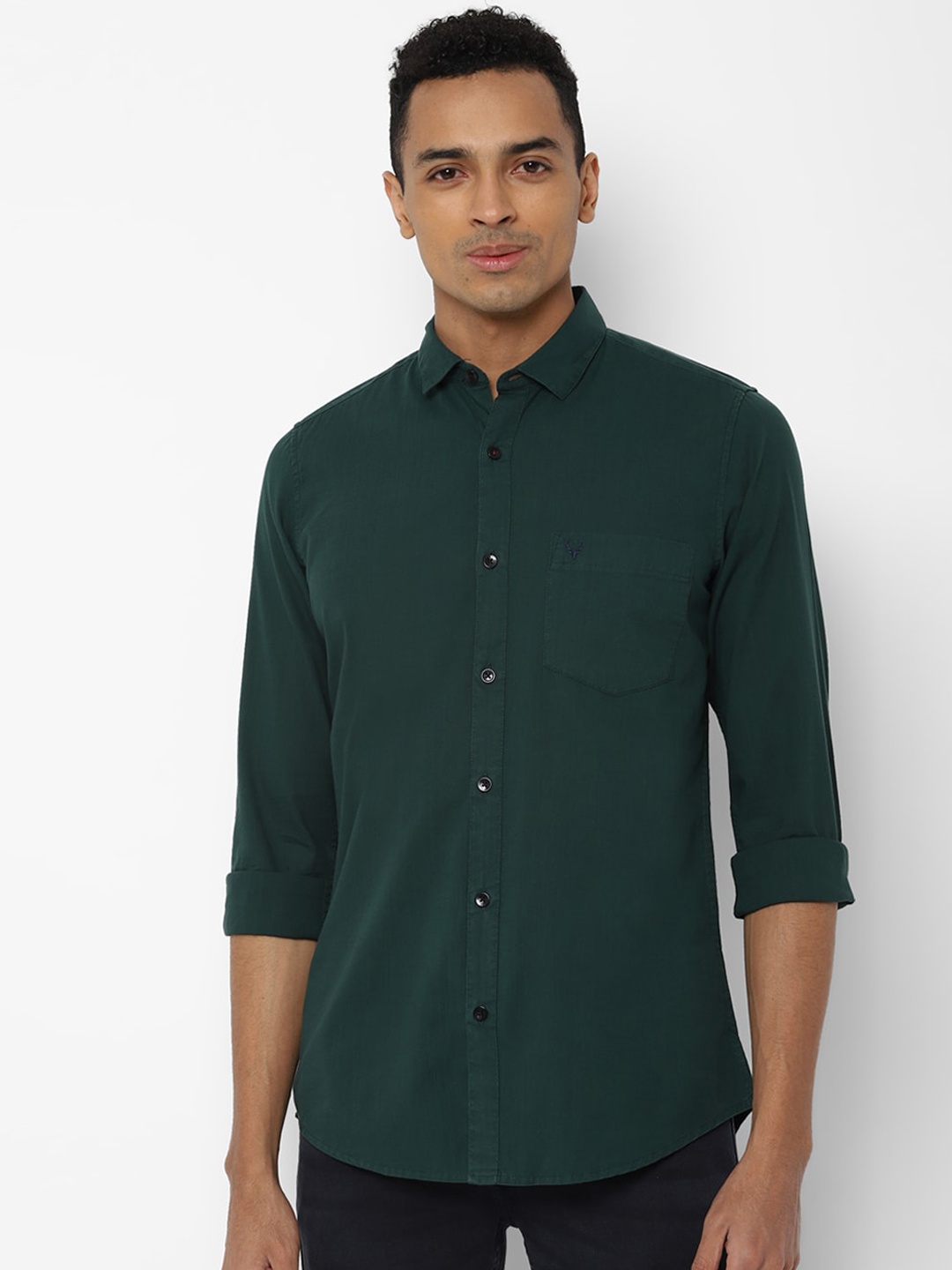 

Allen Solly Men Green Regular Fit Solid Casual Shirt