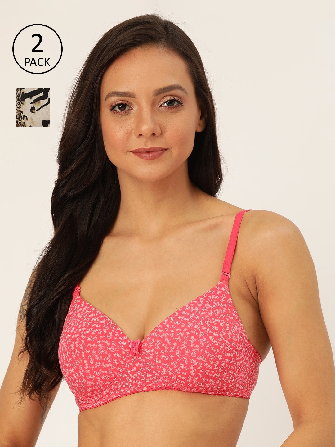 

Lady Lyka Pack Of 2 Peach-Coloured Non-Wired Lightly Padded T-shirt Bras NESTLE-PLM-SKN