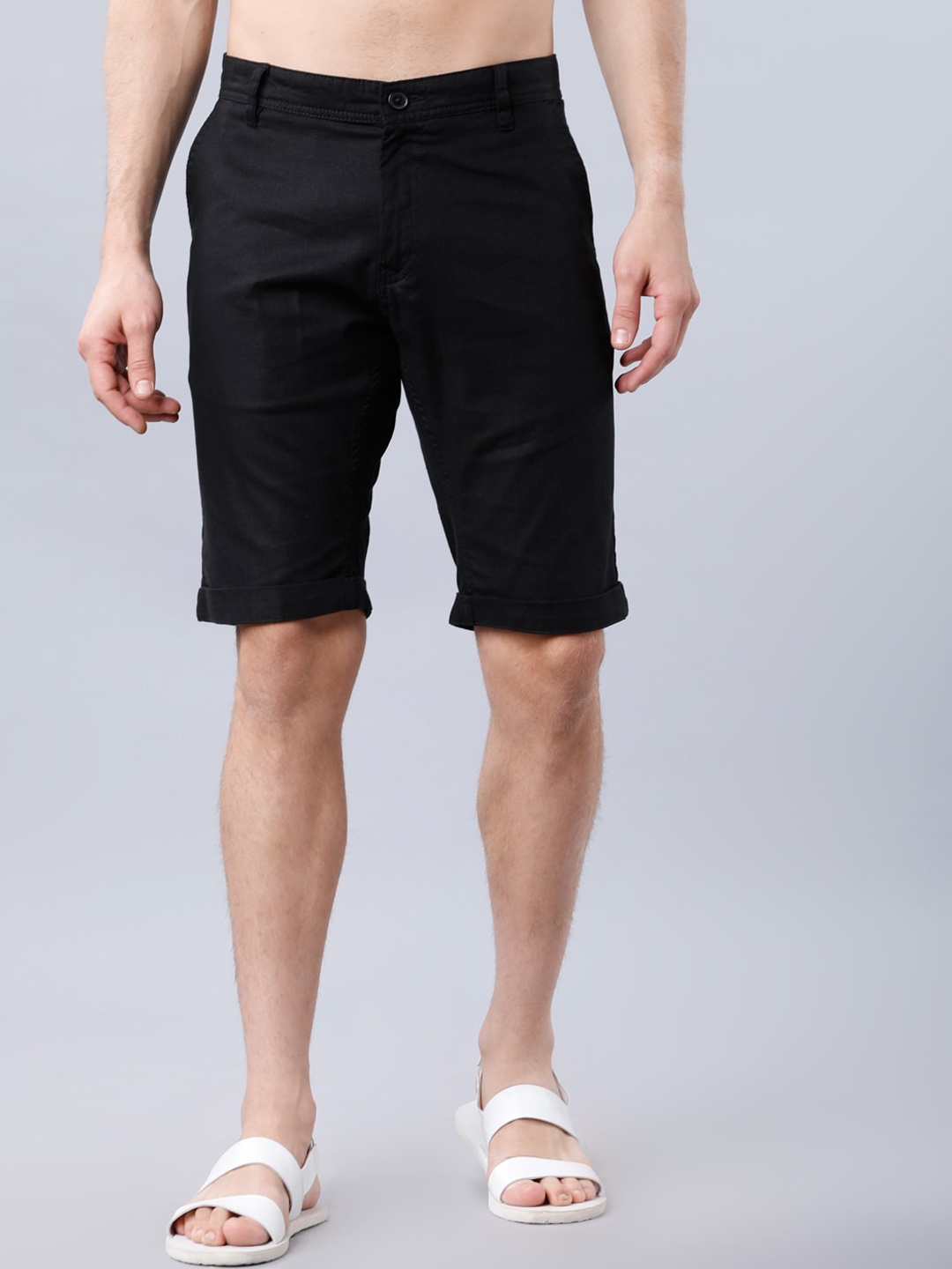 

HIGHLANDER Men Black Solid Slim Fit Regular Shorts