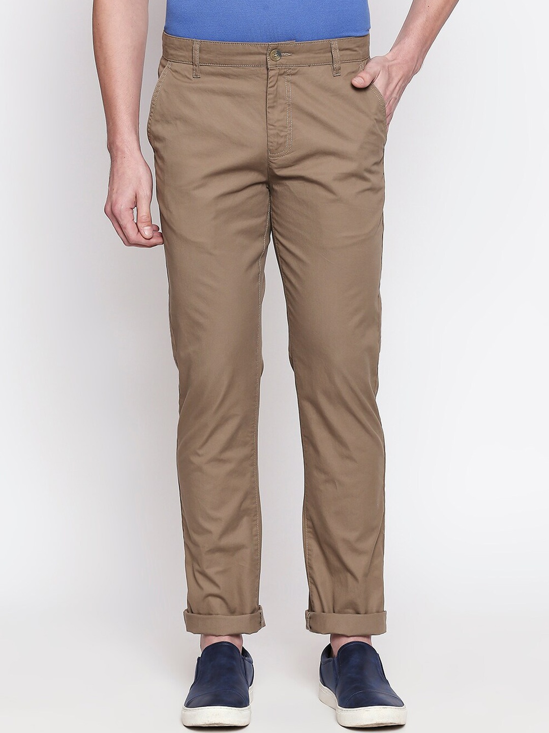 

BYFORD by Pantaloons Men Brown Regular Fit Solid Regular Trousers