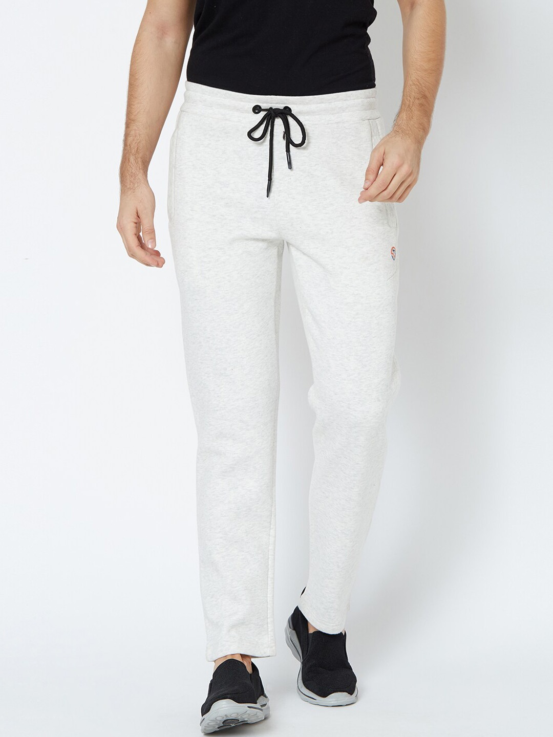 

Sweet Dreams Men Grey-Melange Solid Track Pants, Off white