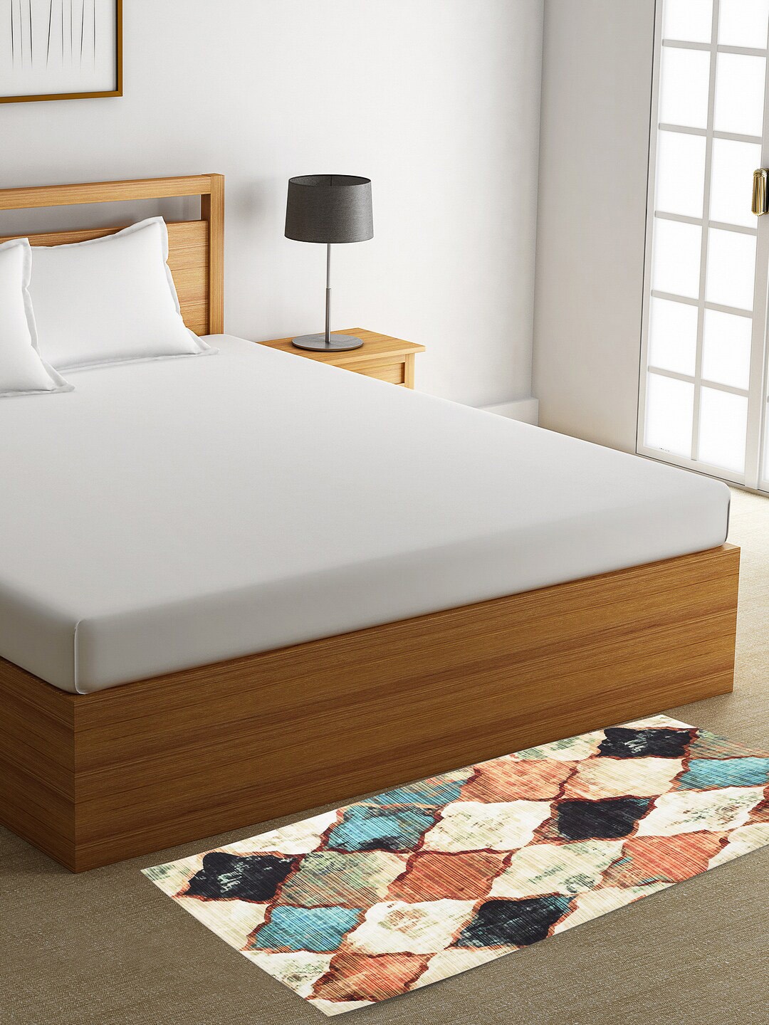 

ROMEE Multicoloured Geometric Patterned Bed Side Floor Runner, Multi