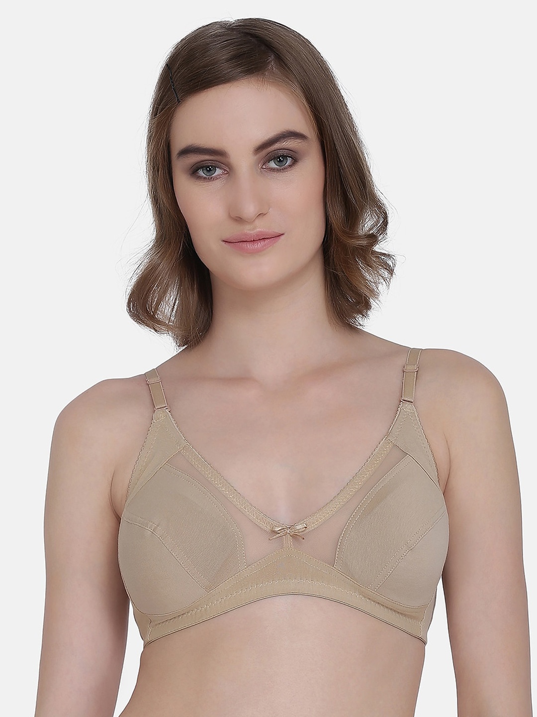 

Da Intimo Beige Solid Non-Wired Non Padded Minimizer Bra