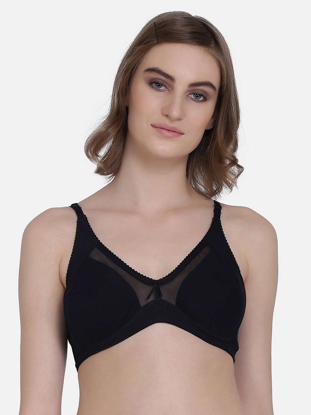 

Da Intimo Black Solid Non-Wired Non Padded Minimizer Bra DI-1294