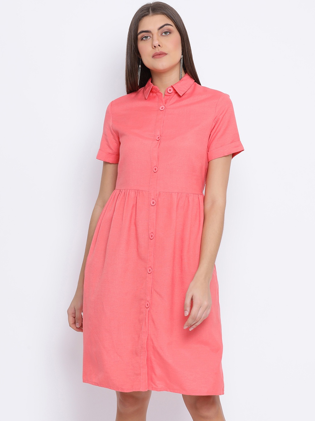 

Oxolloxo Women Pink Solid Shirt Dress