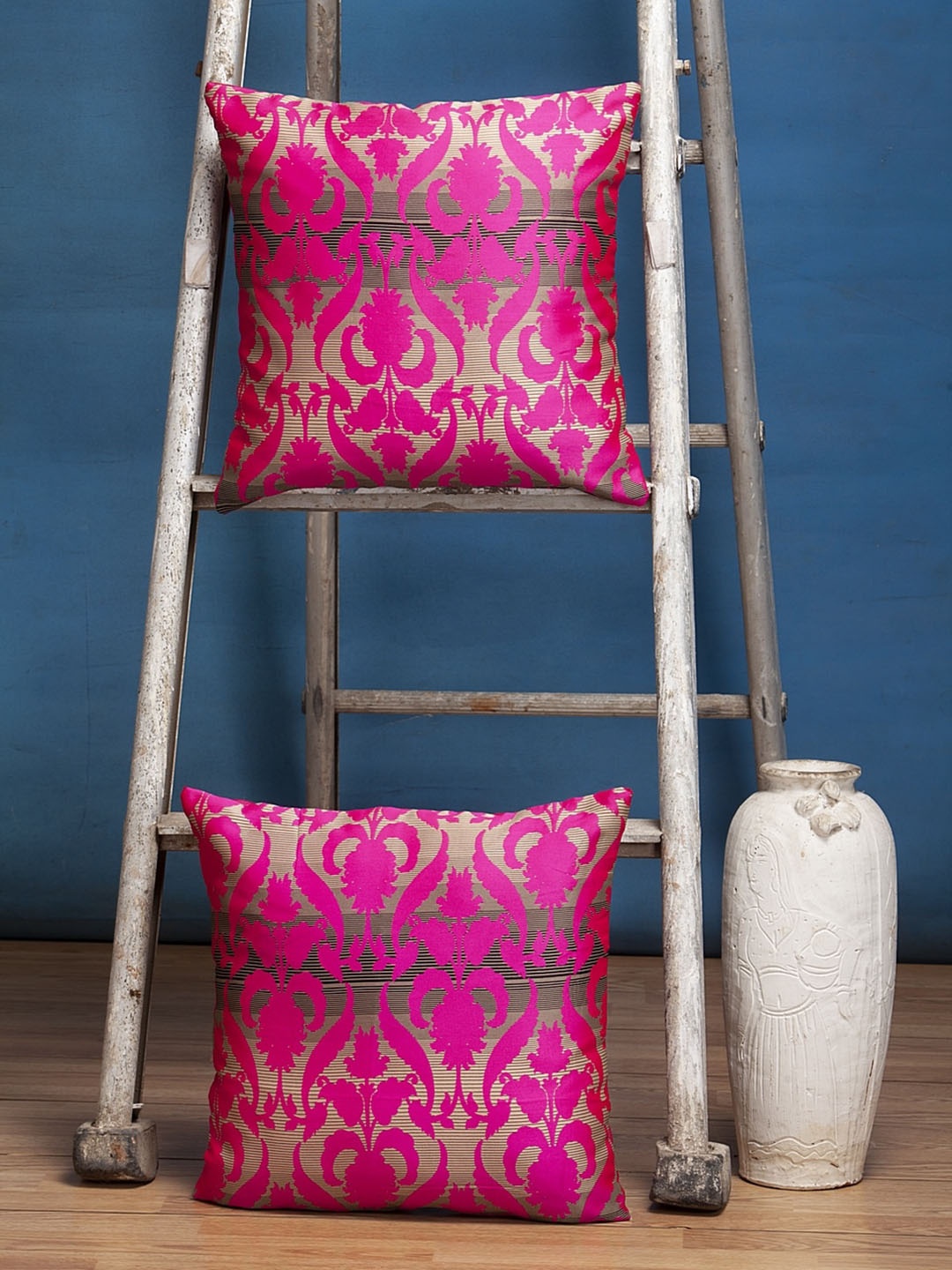 

Alina decor Purple & Gold-Toned Set of 2 Ethnic Motifs Square Cushion Covers