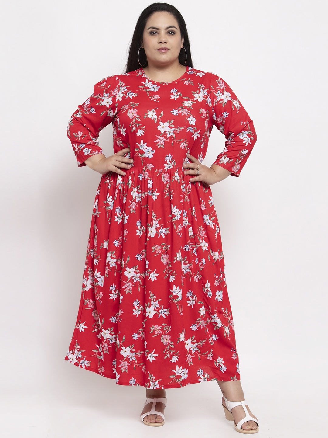 

plusS Women Red Printed Maxi Dress