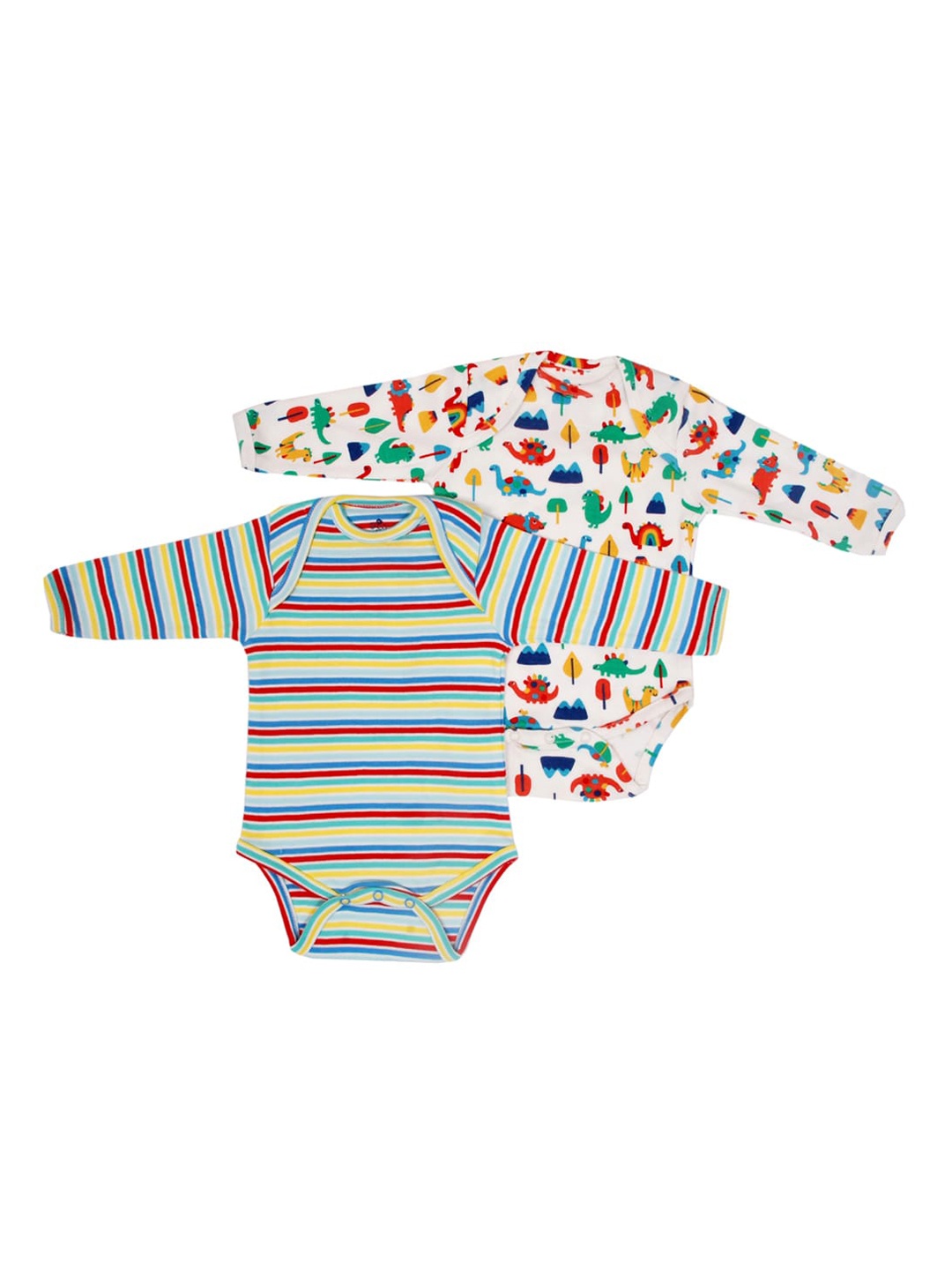 

candy cot Infant Pack Of 2 Printed Rompers, White
