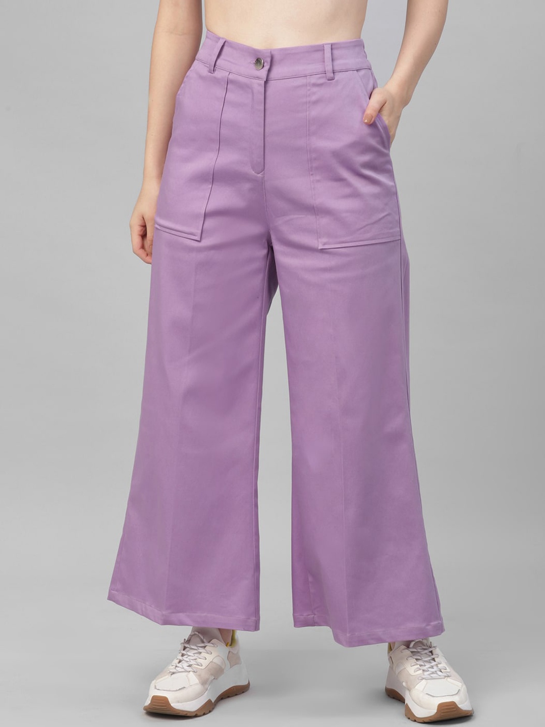 

Athena Women Lavender Flared Solid Parallel Trousers