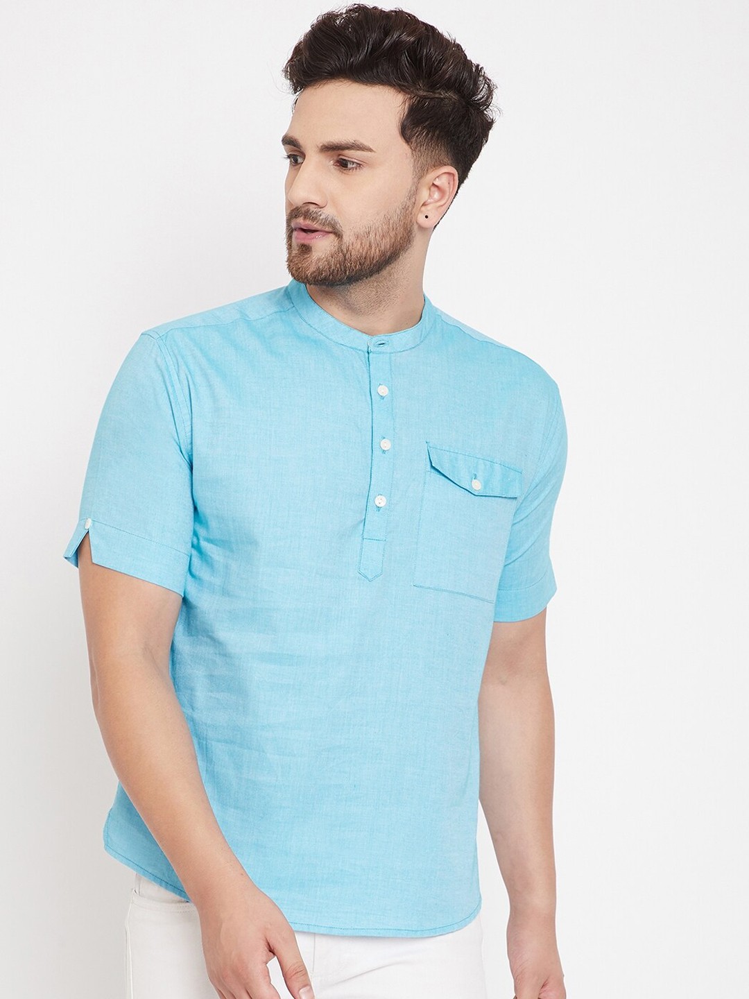 

even Men Blue Solid Straight Kurta