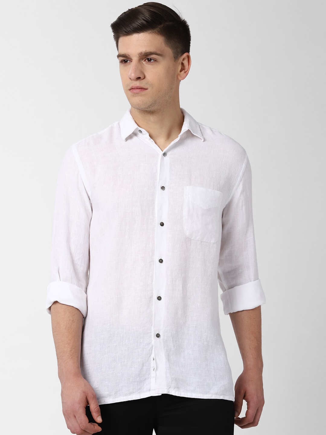 

Peter England Elite Men White Regular Fit Solid Casual Shirt