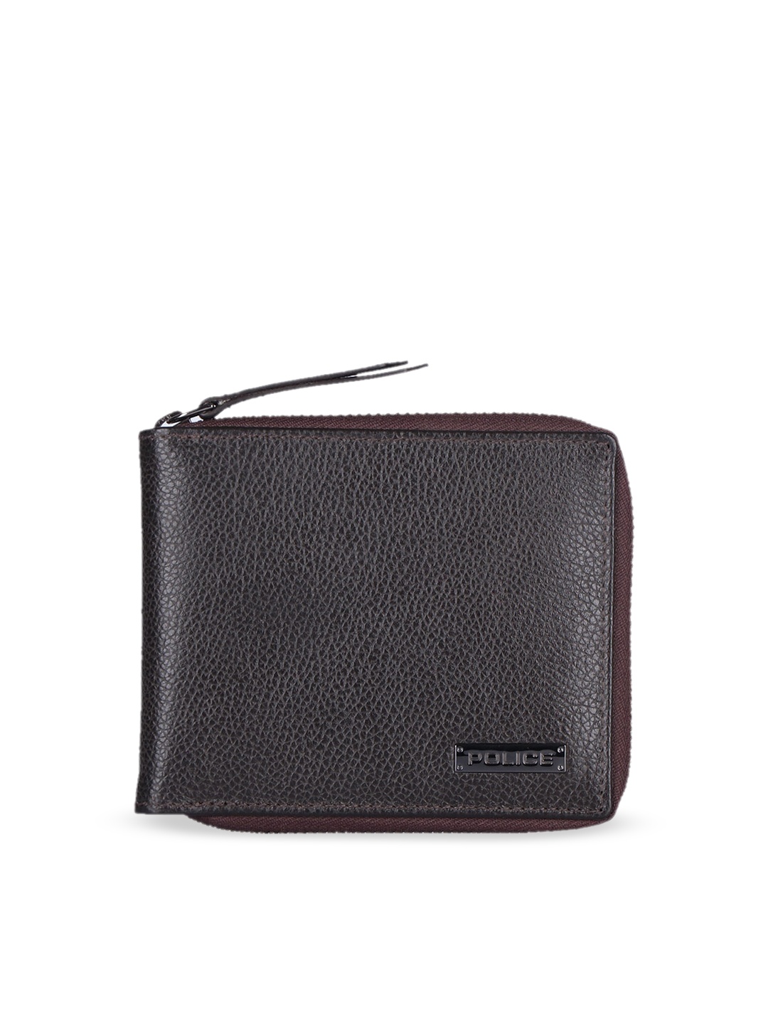

Police Men Black Solid Zip Around Genuine Leather Wallet