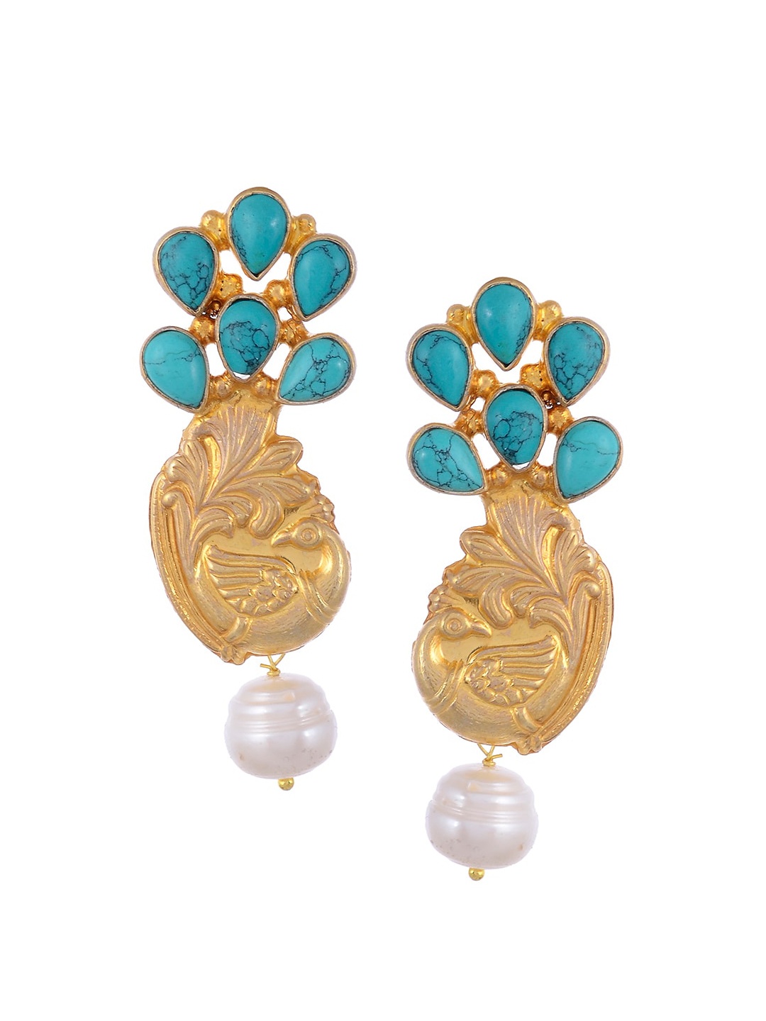 

Silvermerc Designs Gold-Plated & Blue Classic Drop Earrings