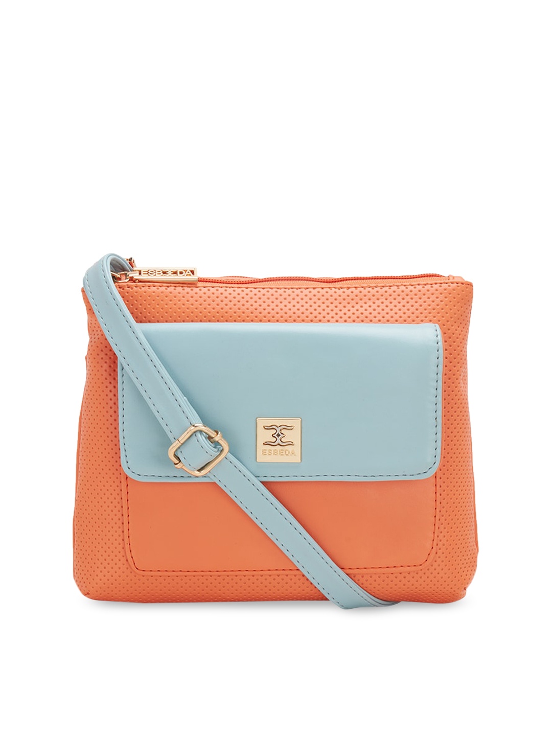 

ESBEDA Orange & Turquoise Blue Colourblocked Sling Bag