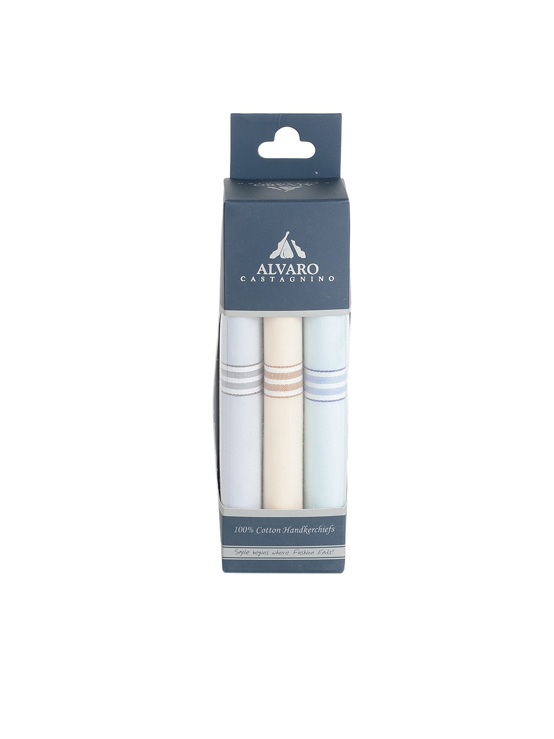 

Alvaro Castagnino Men Pack Of 3 Multicoloured Solid Handkerchiefs Gift Set, Blue