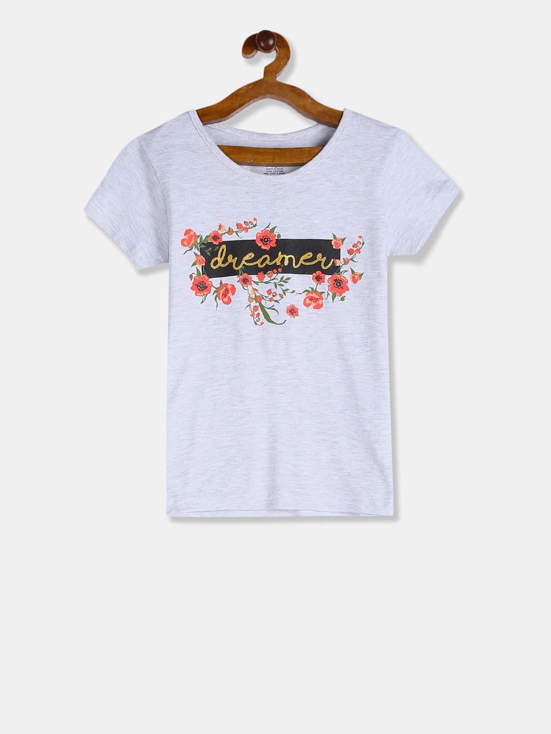 

Cherokee Girls Grey Printed Round Neck T-shirt