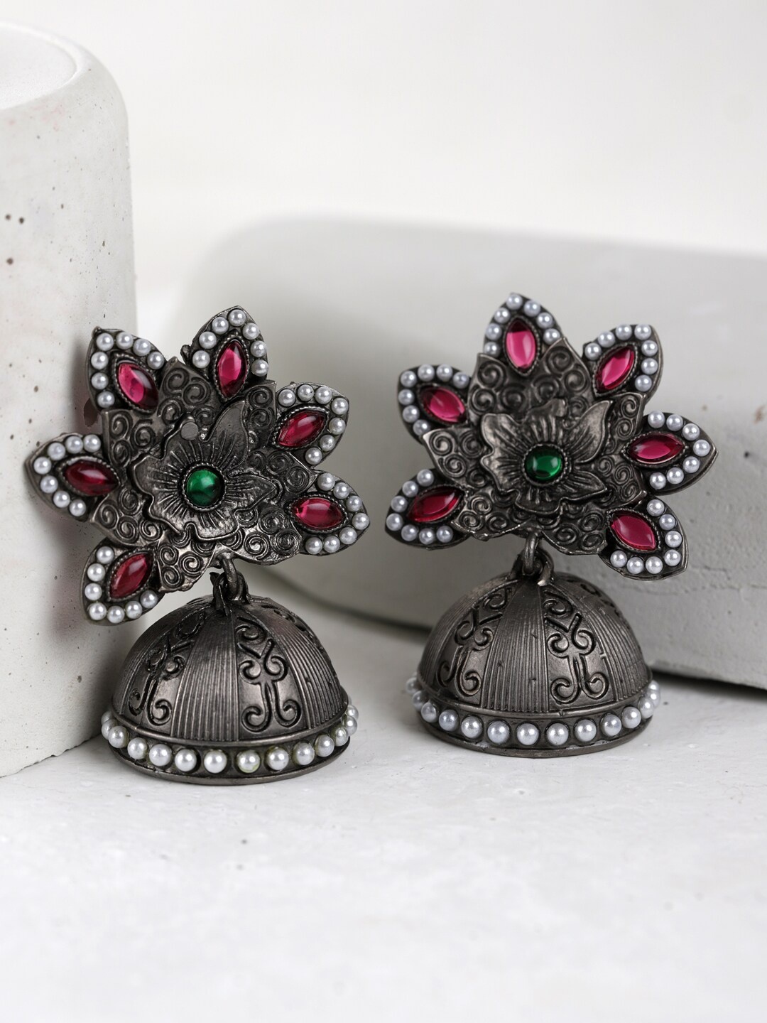 

Fabstreet Silver-Plated Handcrafted Classic Jhumkas