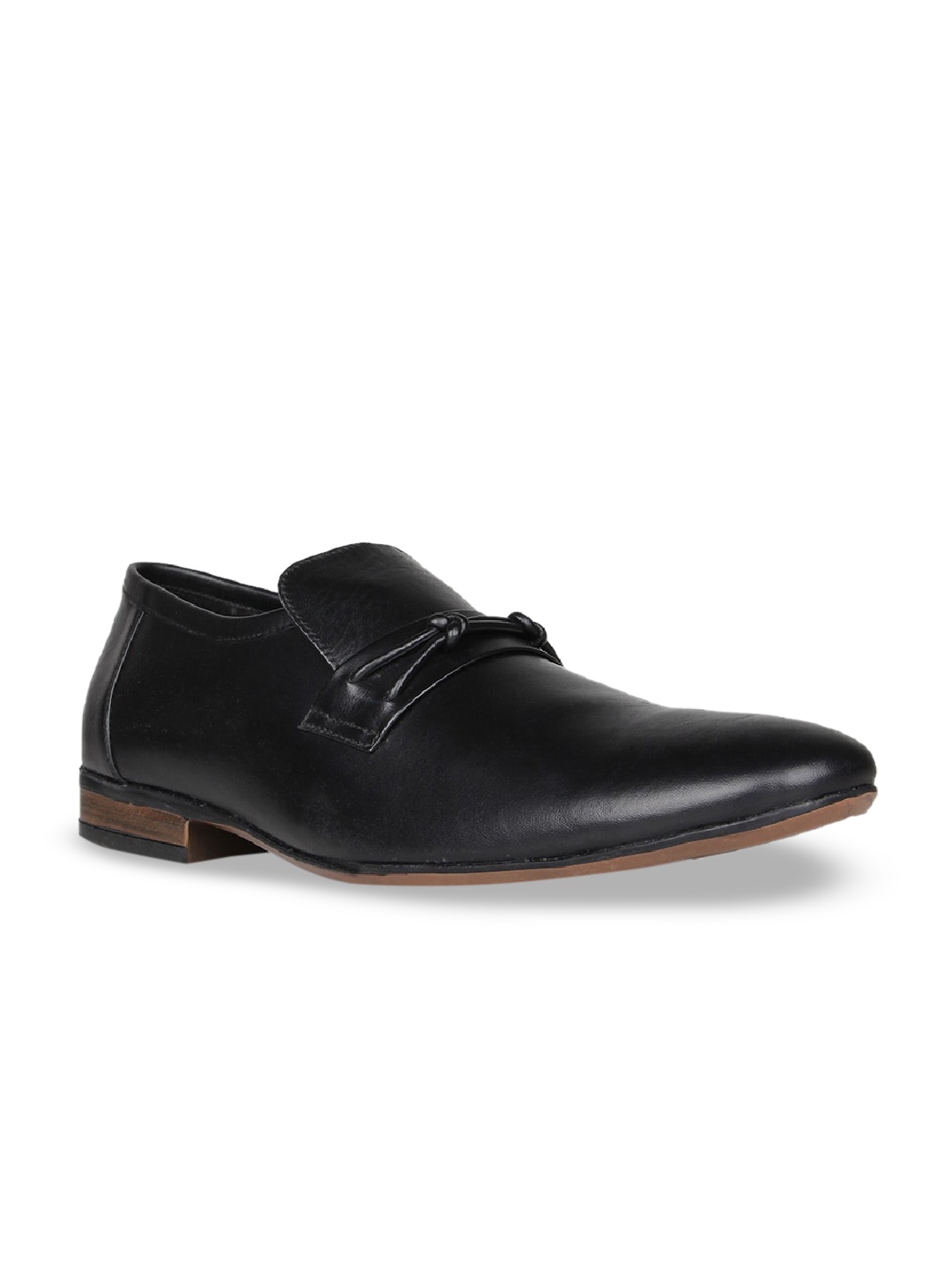 

Regal Black Textured Leather Formal Slip-Ons