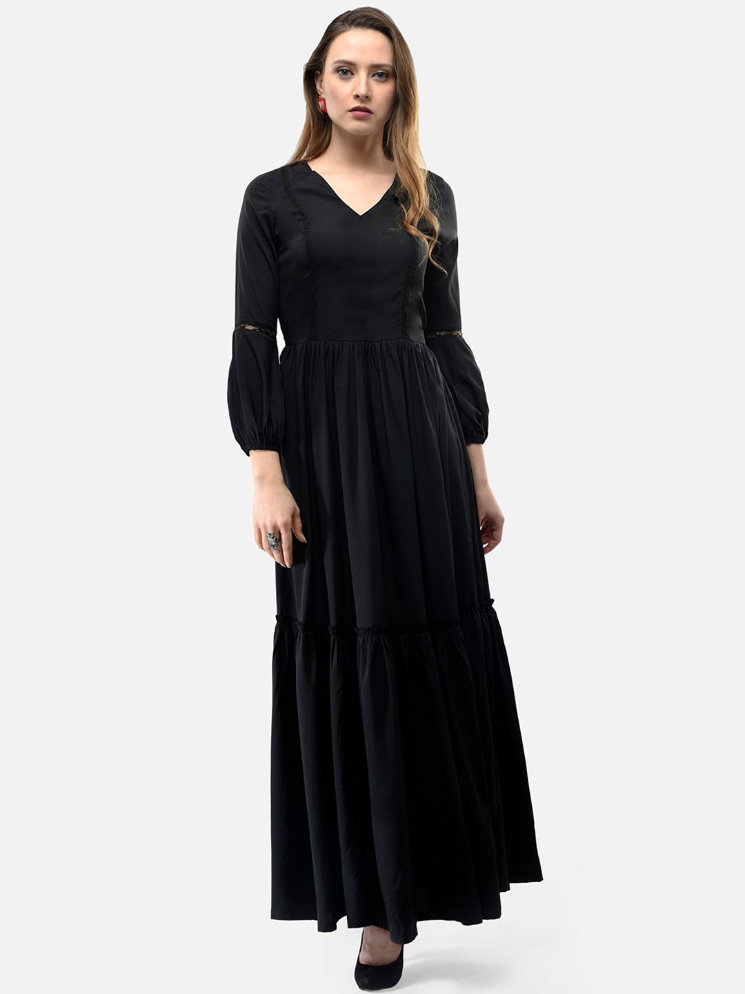 

V&M Women Black Solid Maxi Dress