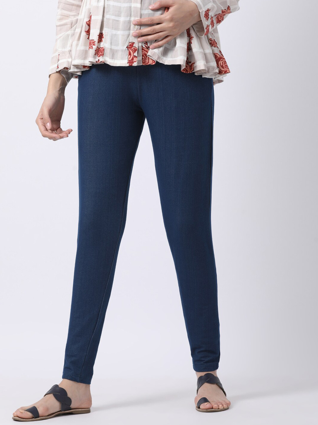 

GOLDSTROMS Women Navy Blue Solid Maternity Jegging