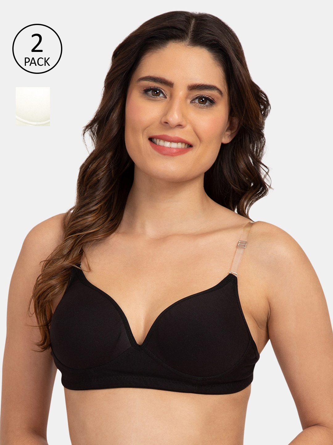 

Tweens Pack of 2 Black & White Non-Wired Padded Everyday Bra TW-915900-BLK-2PC-OFFW-30B