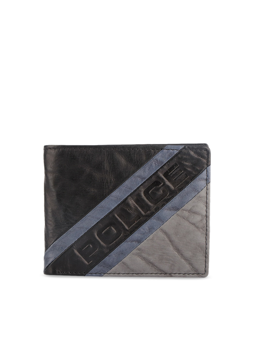 

Police Men Brown & Grey Solid Two Fold Genuine Leather Wallet