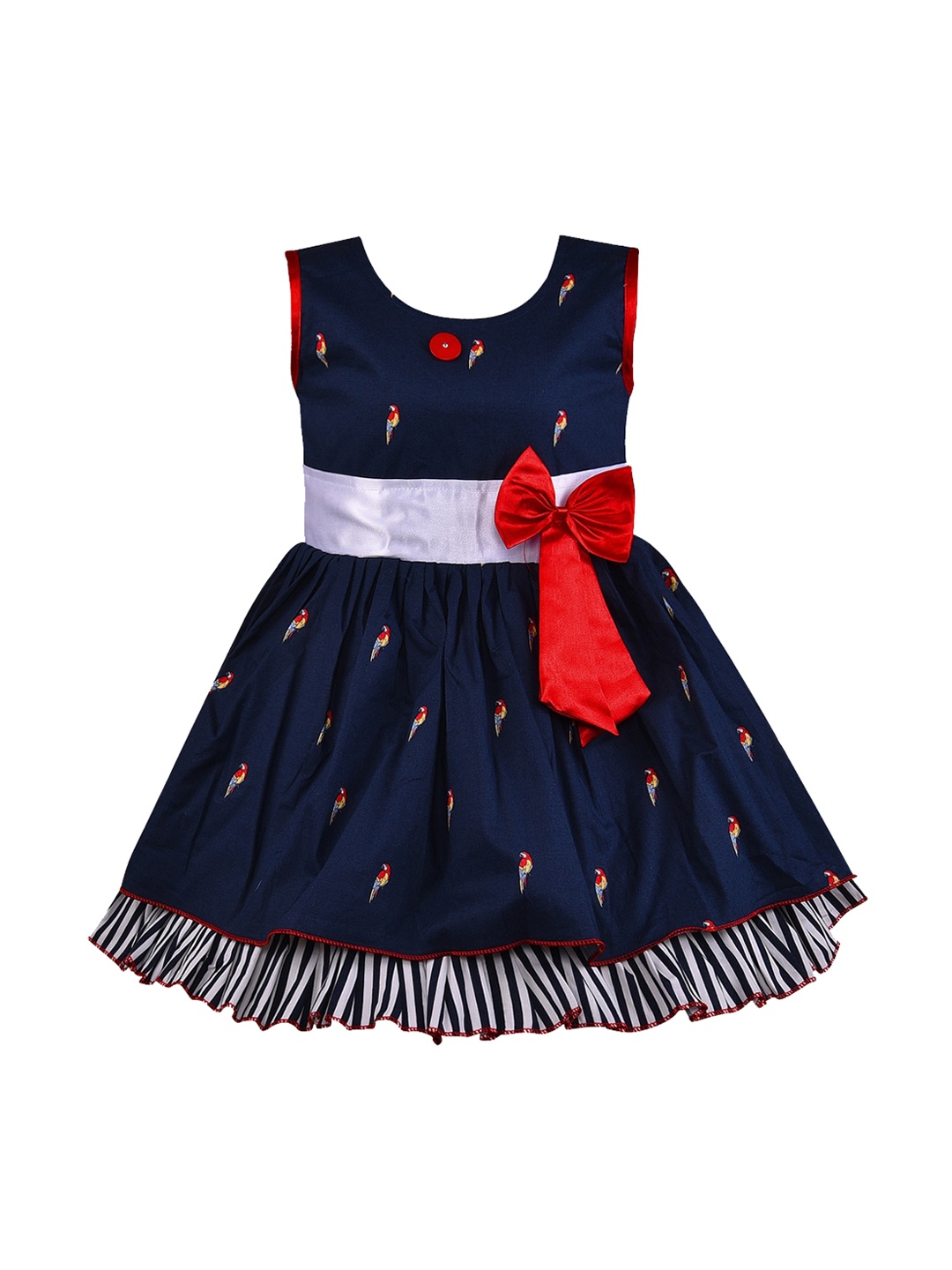 

Wish Karo Girls Navy Blue Printed Fit and Flare Dress