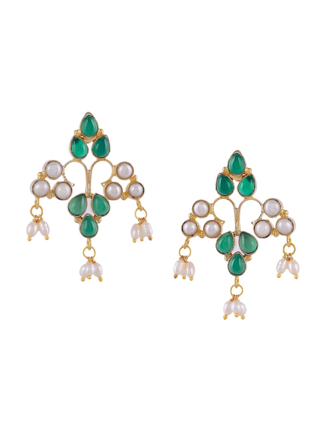 

Silvermerc Designs Gold-Plated & White Oynx Floral Chandbalis