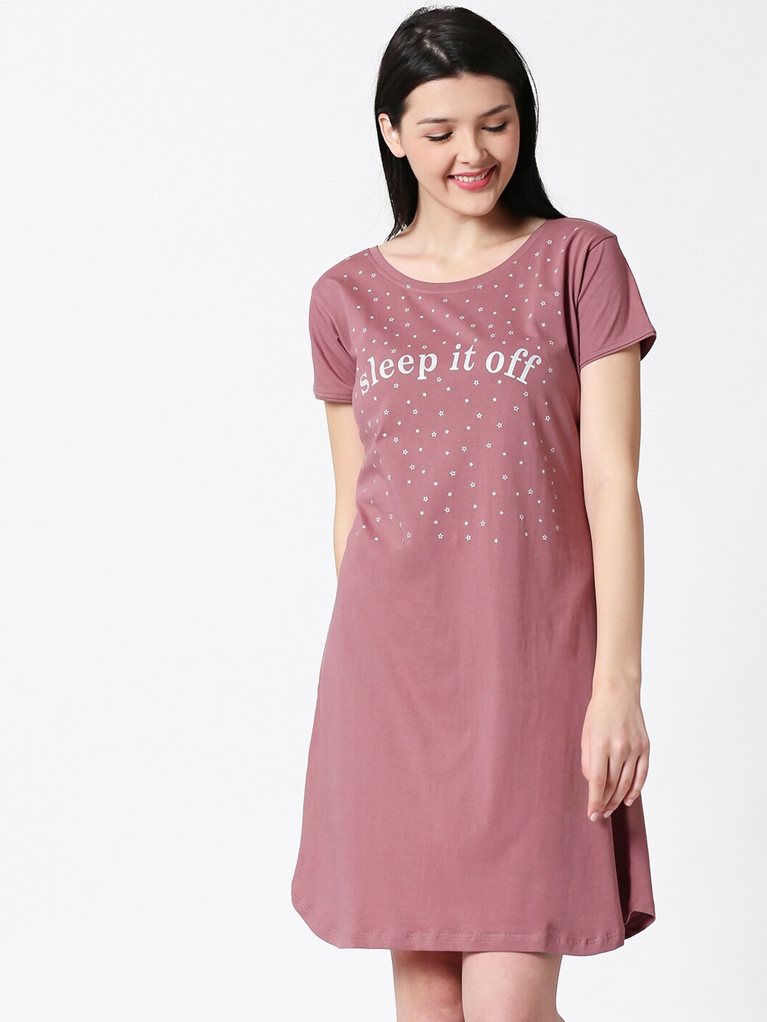I like me Mauve Printed Nightdress