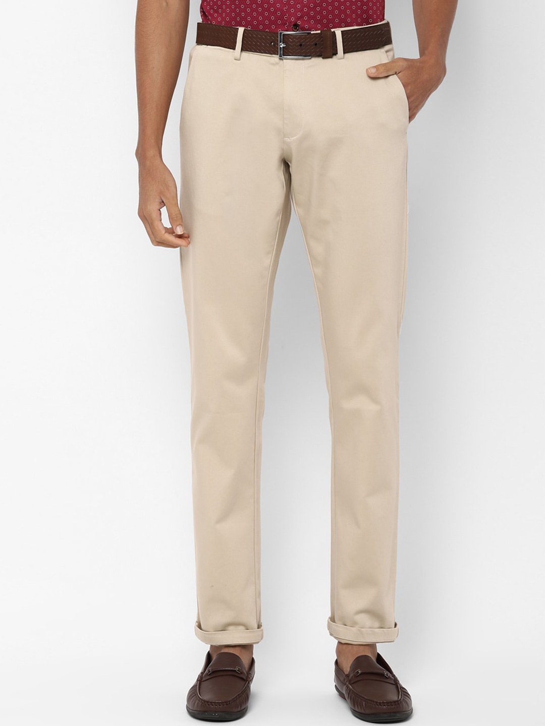 

Allen Solly Men Beige Slim Fit Solid Regular Trousers
