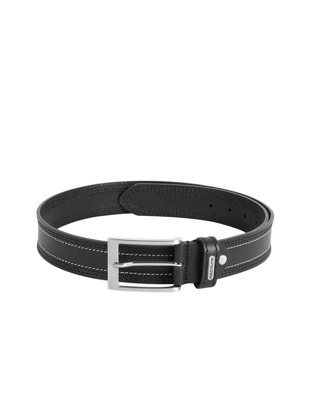 

Red Tape Men Black Solid Leather Belt